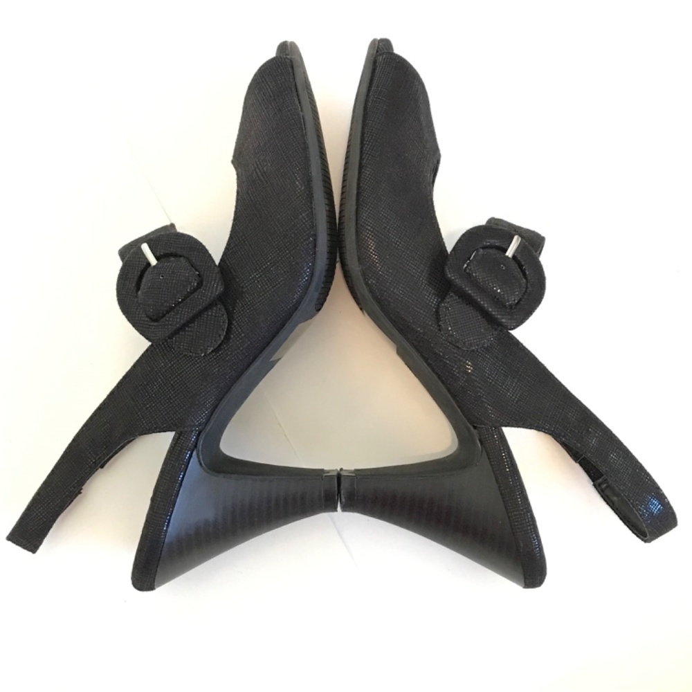 ABELLA Comfort Heels Dress Sandals Slingback Peep Toe Black Women’s Size 7 - Picture 10 of 16